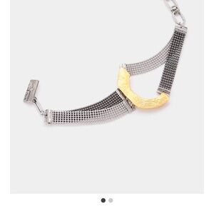 Anne- Marie Chagnon Two-Tone Silver and Gold Accent Mesh Bracelet